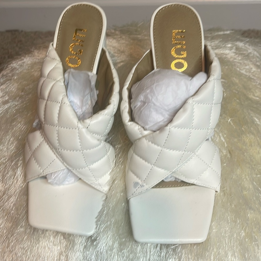 White blocked heel